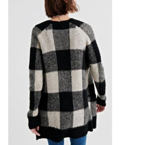 Lucky Brand Women's buffalo Plaid Open Cardigan Sweater size Medium wool blend - Picture 10 of 10